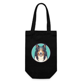 Chien de berger féroïen Chien Race Dessin animé Kawaii Clipart - Sac à bouteille - noir - Devant