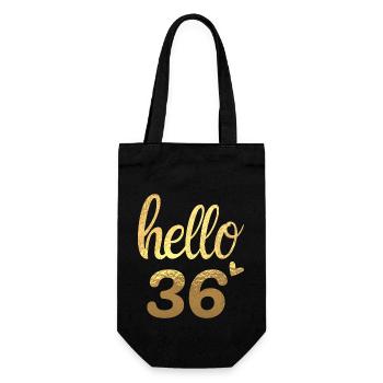 Hallo 36 gold - Geschenkbeutel für Flaschen - Schwarz - Vorne