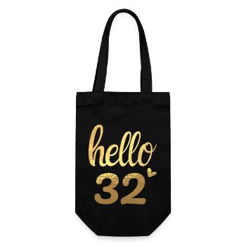 Hello 32 gold - Gift Bag for Bottles - black - Front