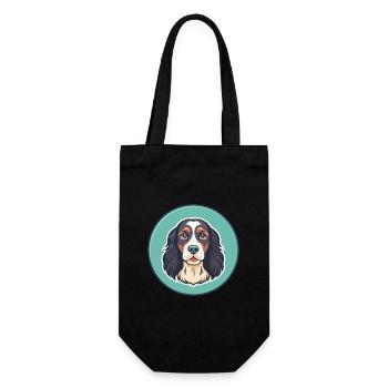 German Spaniel Dog Breed Cartoon Kawaii Clipart - Gift Bag for Bottles - black - Front