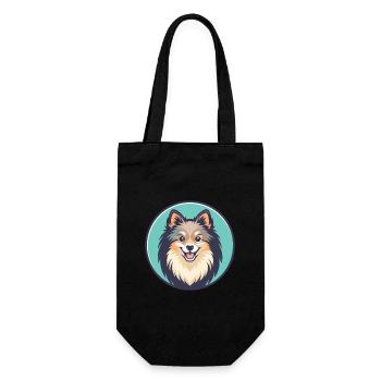 Deutsche Spitz Hunderasse Cartoon Kawaii Clipart Haustier - Geschenkbeutel für Flaschen - Schwarz - Vorne