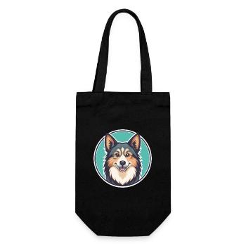 Chien de berger islandais Race de chien Dessin animé Kawaii - Sac à bouteille - noir - Devant