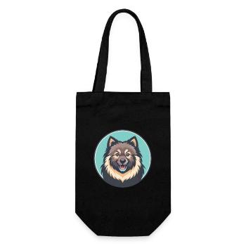 Keeshond Dog Breed Colorful Cartoon Kawaii Clipart - Gift Bag for Bottles - black - Front