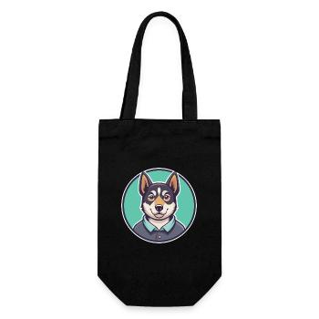 Kuri Hund Rasse Cartoon Kawaii Clipart Illustration - Geschenkbeutel für Flaschen - Schwarz - Vorne