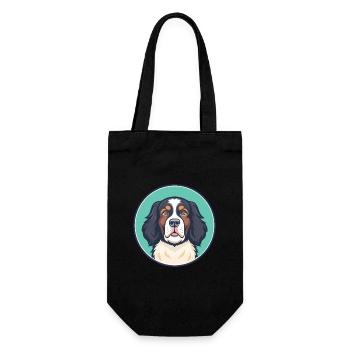 Landseer Chien Race Coloré Dessin animé Kawaii Clipart - Sac à bouteille - noir - Devant