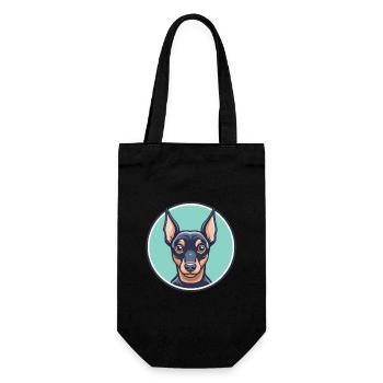 Miniatur Pinscher Hunderasse Cartoon Kawaii - Geschenkbeutel für Flaschen - Schwarz - Vorne