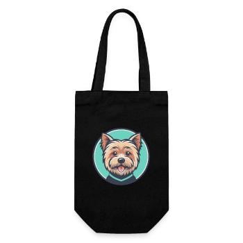 Norfolk Terrier Dog Breed Cartoon Kawaii Clipart - Gift Bag for Bottles - black - Front