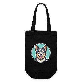 Nouvelle-Zélande Race Chien Drôle Dessin Animé Kawaii Clipart - Sac à bouteille - noir - Devant