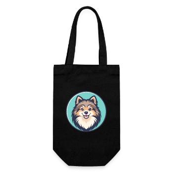 Nordic Spitz Dog Breed Cartoon Kawaii Clipart Pet - Gift Bag for Bottles - black - Front