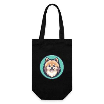 Pommersche Deutsche Spitz Hunderasse Karikatur Kawaii - Geschenkbeutel für Flaschen - Schwarz - Vorne