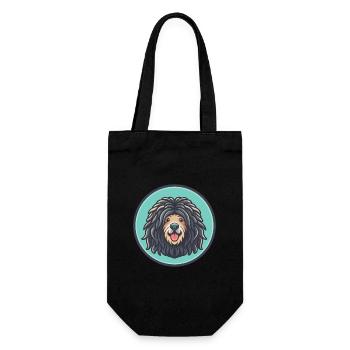 Puli chien race dessin animé Kawaii Clipart Illustration - Sac à bouteille - noir - Devant