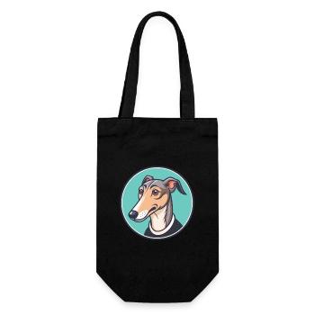 Rampur Greyhound Chien Race Dessin animé Kawaii Clipart - Sac à bouteille - noir - Devant