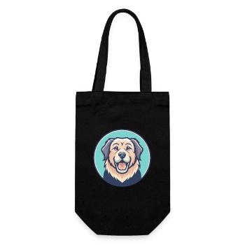 Romanian Mioritic Dog Breed Cartoon Kawaii Clipart - Gift Bag for Bottles - black - Front