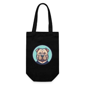 Shar Pei Chien Race Coloré Dessin animé Kawaii Clipart - Sac à bouteille - noir - Devant