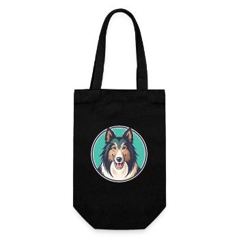 Scotch Collie Chien Race Dessin animé Kawaii Clipart Animal de compagnie - Sac à bouteille - noir - Devant