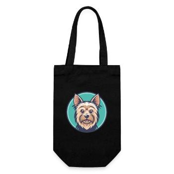 Silky Terrier Hund Rasse Cartoon Kawaii Clipart Haustier - Geschenkbeutel für Flaschen - Schwarz - Vorne