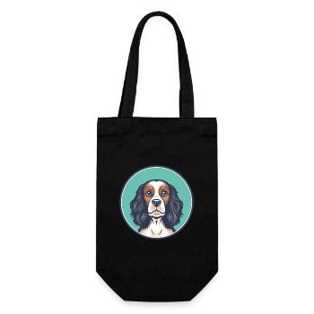 Spaniel Dog Breed Cartoon Character Kawaii Clipart - Gift Bag for Bottles - black - Front