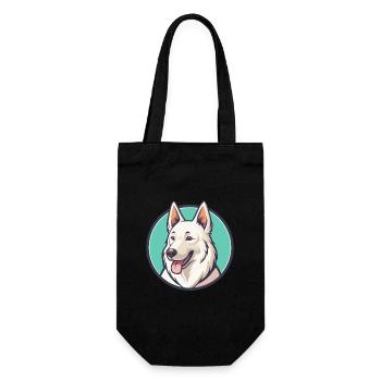 Berger Suisse Blanc Chien Race Dessin Animé Kawaii Pet - Sac à bouteille - noir - Devant