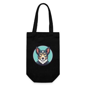 Dessin animé kawaii de race de chien Welsh Hillman - Sac à bouteille - noir - Devant