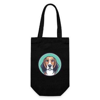 Welsh Hound Dog Breed Funny Cartoon Kawaii Clipart - Gift Bag for Bottles - black - Front