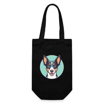 Baum Feist Hund Rasse Cartoon Kawaii Clipart Haustier - Geschenkbeutel für Flaschen - Schwarz - Vorne