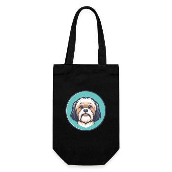 Tibetische Kyi Apso Hunderasse Cartoon Kawaii Clipart - Geschenkbeutel für Flaschen - Schwarz - Vorne