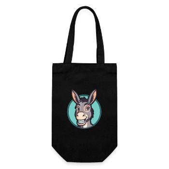 Âne Kawaii Dessin Animé Personnage Animal Visage D’animal - Sac à bouteille - noir - Devant