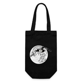 Eule vor Mond - Geschenkbeutel für Flaschen - Schwarz - Vorne