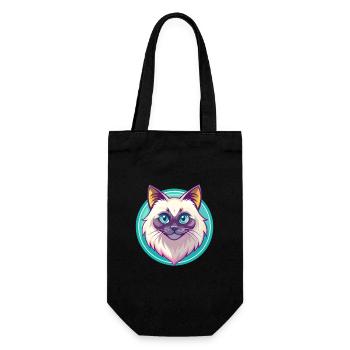 Birman Chat Race Dessin Animé Kawaii Animal Pet - Sac à bouteille - noir - Devant