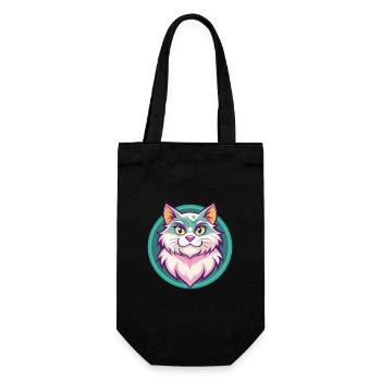 Ragamuffin Chat Race Dessin Animé Kawaii Animal Pet - Sac à bouteille - noir - Devant