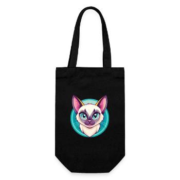 Siamkatze Rasse Karikatur Kawaii Tier Haustier - Geschenkbeutel für Flaschen - Schwarz - Vorne