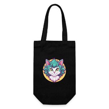 Laperm Chat Race Dessin Animé Kawaii Animal Pet - Sac à bouteille - noir - Devant