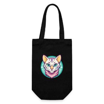 Schnee Bengalen Katze Rasse Karikatur Kawaii Tier Haustier - Geschenkbeutel für Flaschen - Schwarz - Vorne