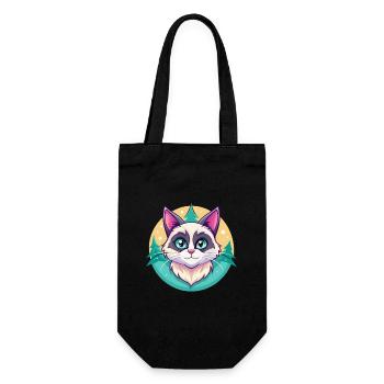 Schneeschuh Katze Rasse Karikatur Kawaii Tier Haustier - Geschenkbeutel für Flaschen - Schwarz - Vorne