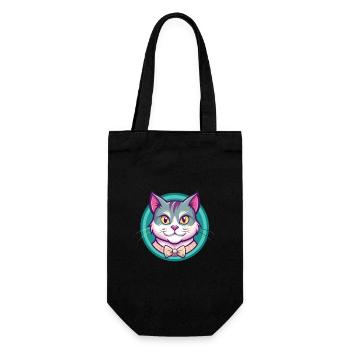 Scottish Shorthair Cat Breed Cartoon Kawaii Animal - Gift Bag for Bottles - black - Front