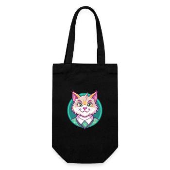 Highlander Katzenrasse Cartoon Kawaii Tier Haustier - Geschenkbeutel für Flaschen - Schwarz - Vorne