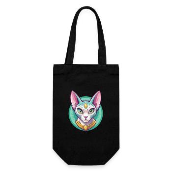 Egyptian Mau Cat Breed Cartoon Kawaii Animal Pet - Gift Bag for Bottles - black - Front