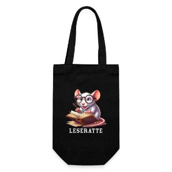Bookworm with glasses and book - Gift Bag for Bottles - black - Front