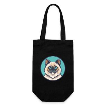 Birman Chat Race Dessin Animé Kawaii Animal Pet - Sac à bouteille - noir - Devant