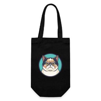 Exotic Shorthair Cat Breed Cartoon Kawaii Animal - Gift Bag for Bottles - black - Front