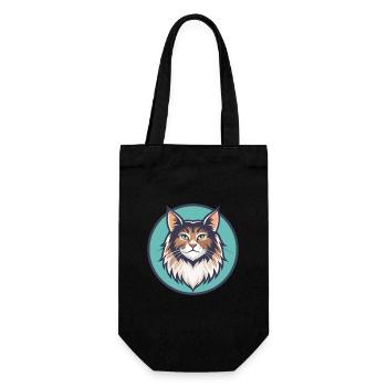 German Longhair Cat Breed Cartoon Kawaii Animal - Gift Bag for Bottles - black - Front