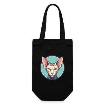 Peterbald Chat Race Dessin Animé Kawaii Animal Pet - Sac à bouteille - noir - Devant