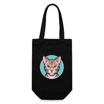 Bengalkatze Rasse Karikatur Kawaii Tier Haustier - Geschenkbeutel für Flaschen - Schwarz - Vorne