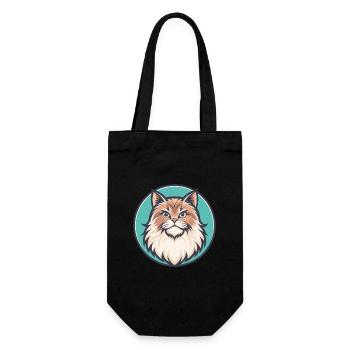 British Longhair Cat Breed Cartoon Kawaii Animal - Gift Bag for Bottles - black - Front