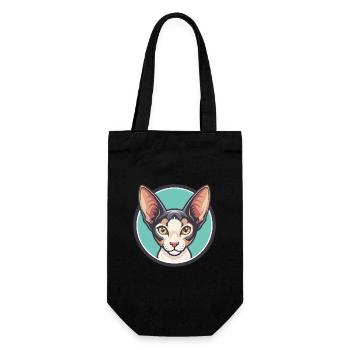 Cornish Rex Katzenrasse Karikatur Kawaii Tier Haustier - Geschenkbeutel für Flaschen - Schwarz - Vorne
