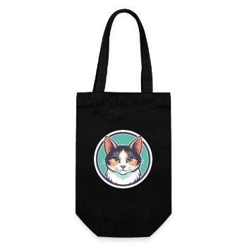 Turc Van Chat Race Dessin Animé Kawaii Animal Pet - Sac à bouteille - noir - Devant
