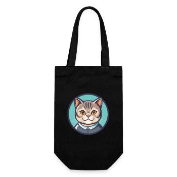 Scottish Shorthair Cat Breed Cartoon Kawaii Animal - Gift Bag for Bottles - black - Front