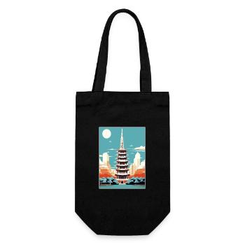 Japan Tokyo Travel Poster Souvenir Postcard Paint - Gift Bag for Bottles - black - Front