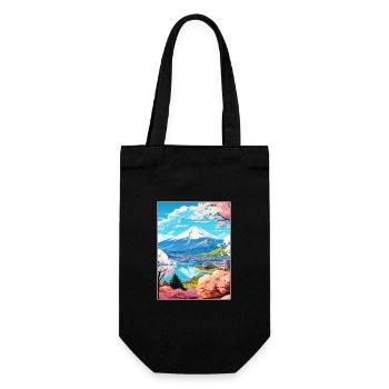 Japan Tokyo Travel Poster Souvenir Postcard Paint - Gift Bag for Bottles - black - Front