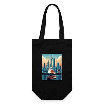 Shanghai China Reise Poster Souvenir Malerei WPA - Geschenkbeutel für Flaschen - Schwarz - Vorne
